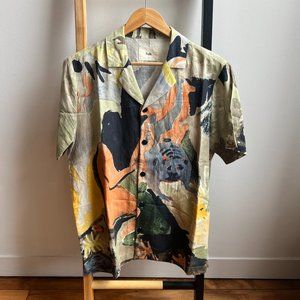 Goss Brothers Camp-Collar Printed Linen and Cotton-Blend Shirt